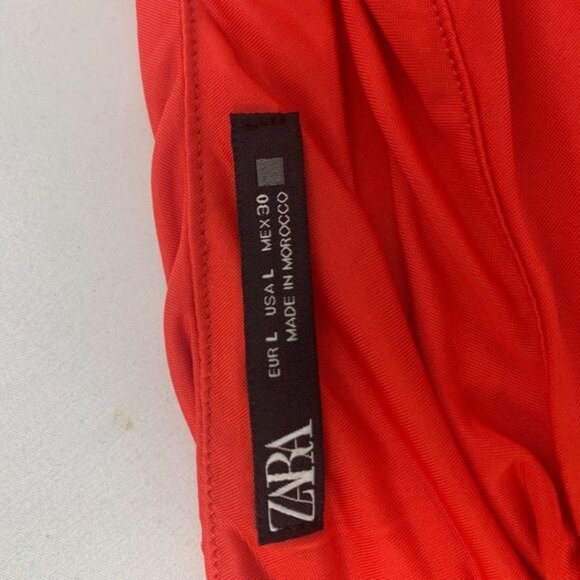 Zara Red One-Shoulder Maxi Dress With Ruched Detail & Ring Accent Size L - Picture 4 of 8